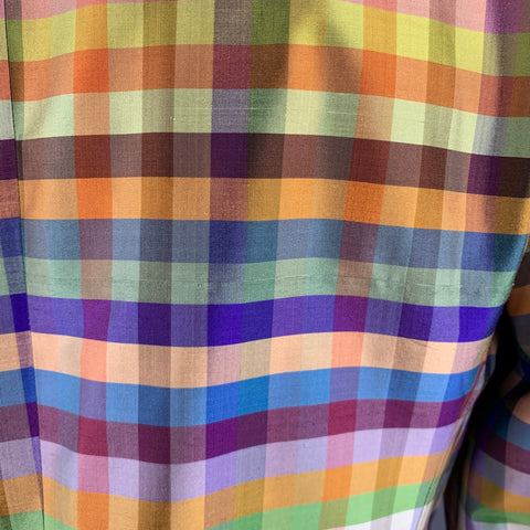 MR TURK Size 44 Multi Color Plaid Silk Notch Lapel Sport Coat