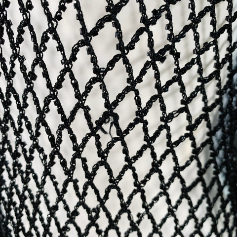 VINTAGE Size M Black Beaded Fishnet V-Neck Pullover