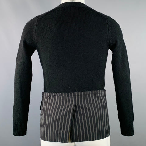 COMME des GARCONS Size XS Black Grey Contrast Trim Acrylic Wool Cardigan