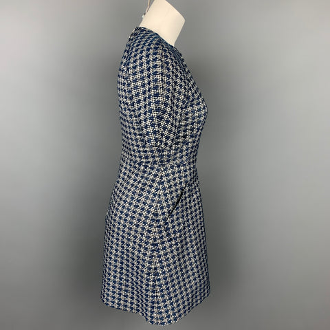 MAISON KITSUNE Size 4 Blue Gingham Polyester Blend Sleeveless Dress