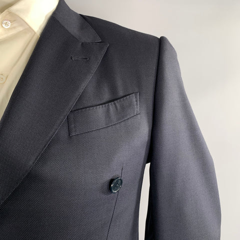 ERMENEGILDO ZEGNA Chest Size 40 Navy Solid Wool Double Breasted 32 31 Suit