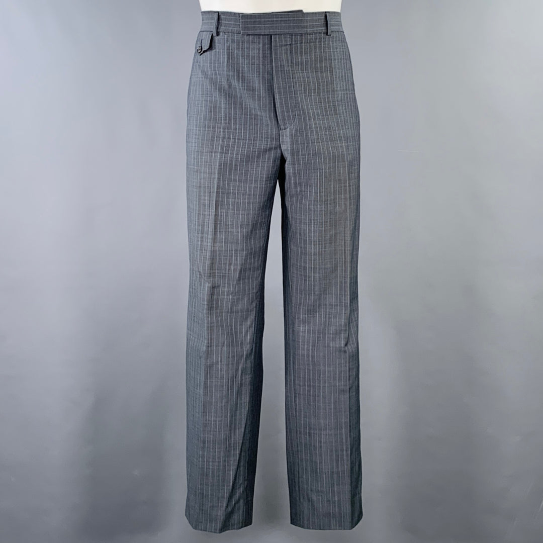 TED BAKER Size 40 Grey Blue Pinstripe Wool Mohair Notch Lapel Suit