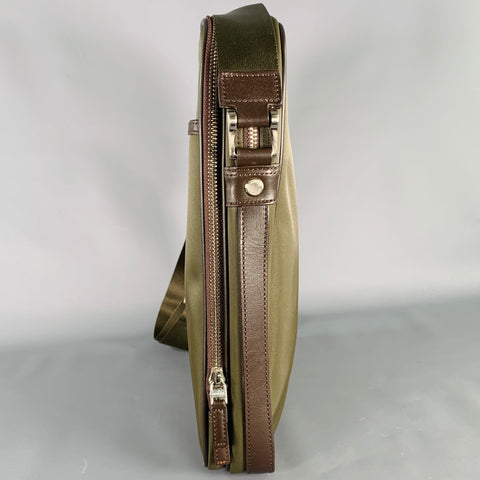 BURBERRY Brown Olive Nylon Leather Crossbody Bag