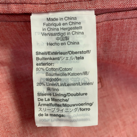 J. CREW Size 40 Ludlow Red Woven Cotton Linen Notch Lapel Jacket