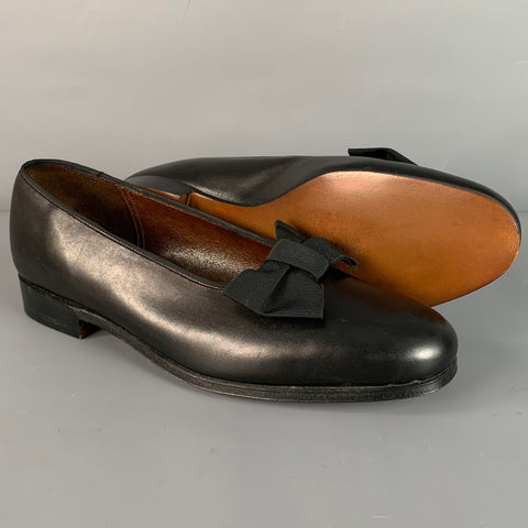 PAUL STUART x GRENSON Size 6.5 Black Leather Bow Loafers