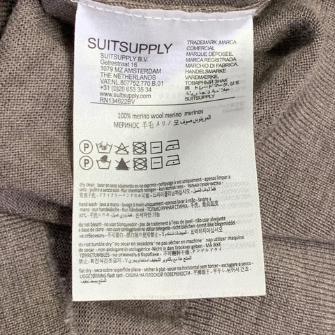 SUITSUPPLY Taille XL Marron Chiné Tricot Laine Mérinos Maillot Col Rond T-shirt