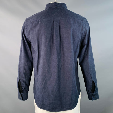 BILLY REID Size L Navy Cotton Button Down Collar One Pocket Long Sleeve Shirt