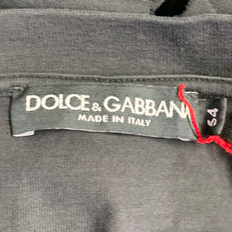 DOLCE & GABBANA Size 44 Black Cotton Jersey Distressed V-Neck T-shirt