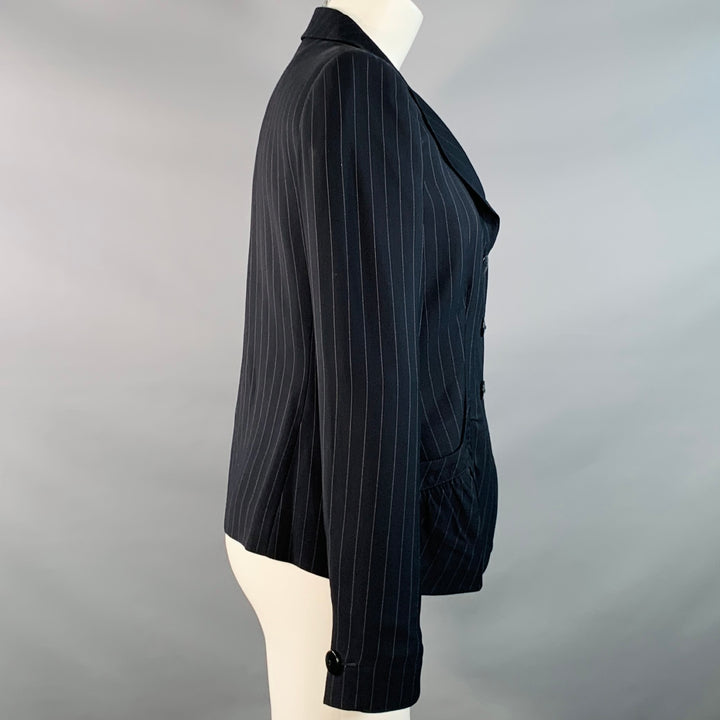 ARMANI COLLEZIONI Size 6 Navy Grey Pinstripe Jacket Blazer