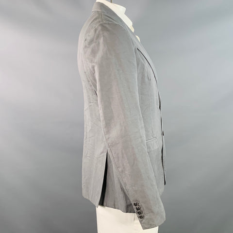 DOLCE & GABBANA Size 42 Grey Cotton Linen Notch Lapel Sport Coat