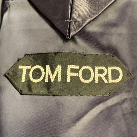 TOM FORD Size 40 Navy Cashmere Double Breasted Peak Lapel Coat