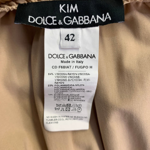 DOLCE & GABBANA SS23 1990 Re-issue Size 6 Beige Viscose Blend Strapless Crop Top Dress Set
