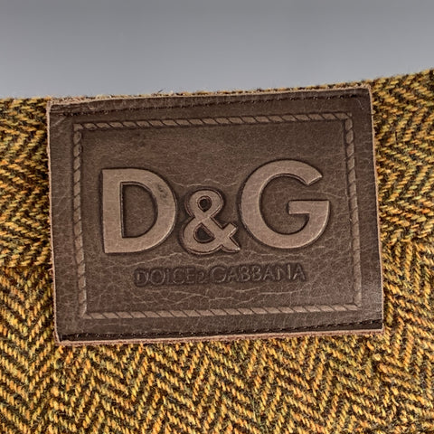 D&G by DOLCE & GABBANA Size 30 Tan Brown Herringbone Wool Zip Fly Dress Pants