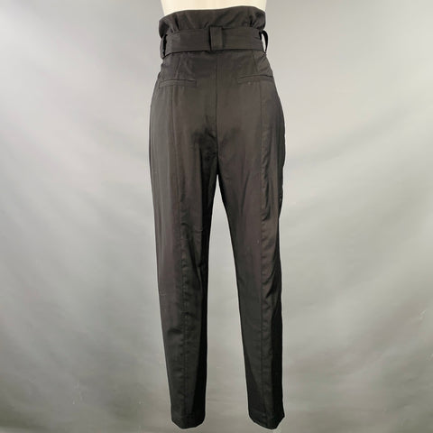 IRO Size 4 Black Wool High Waisted Belted Tapered Dress Pants