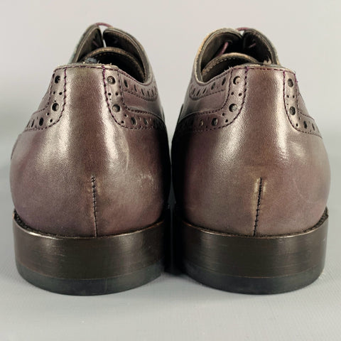 PAUL SMITH Size 9 Purple Perforated Leather Wingtip Lace-Up Shoes