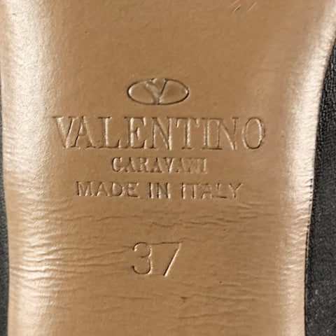 VALENTINO Botas con apliques florales de nailon negro talla 7