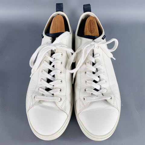 PS by PAUL SMITH Size 11 Miyata White Navy Leather Low Top Sneakers