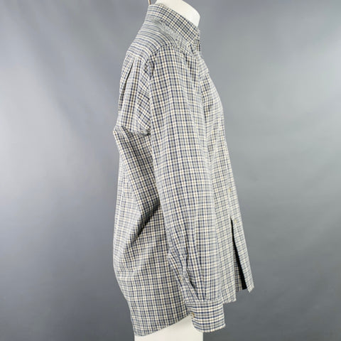CHEMISE BOUTONNÉE Taille S Bleu Blanc Carreaux Coton Une Poche Manches Longues