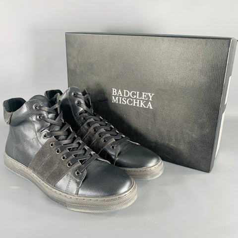 BADGLEY MISCHKA Size 10 Teddy Black Leather Sneakers