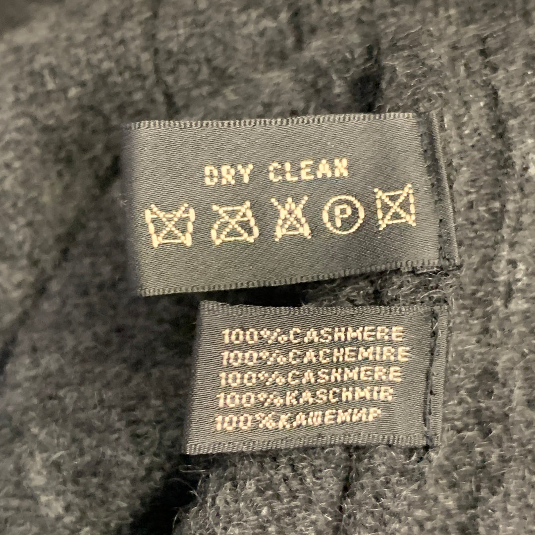 RALPH LAUREN Size S Grey Charcoal Cashmere Cable Knit Turtleneck Sweater