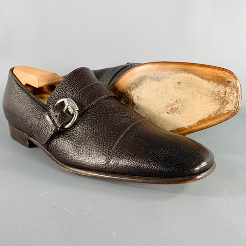 GUCCI Size 8 Brown Leather Buckle Loafers