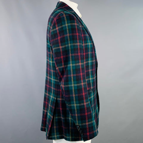 POLO by RALPH LAUREN Size 42 Long Green Red Plaid Wool Cashmere Sport Coat