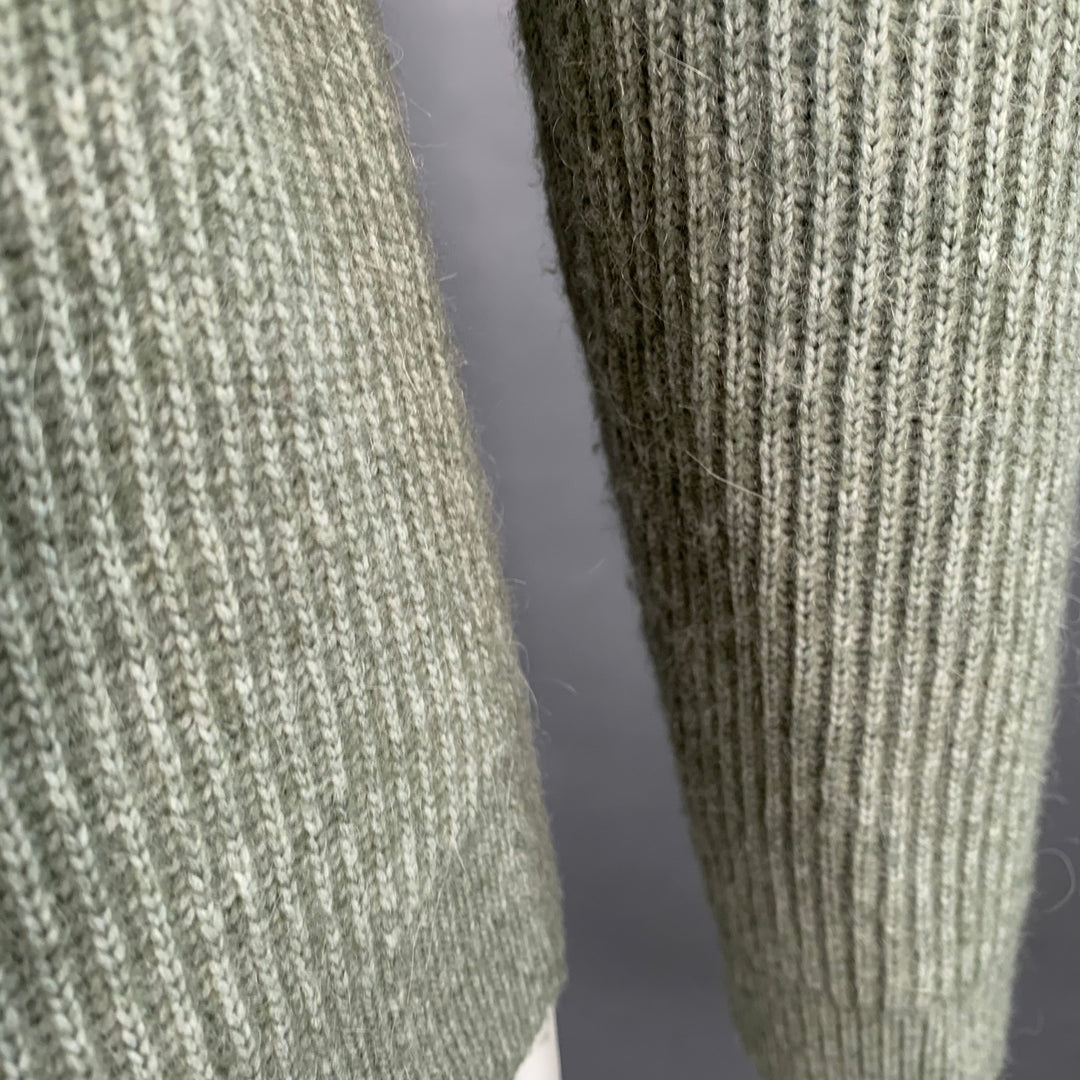 REISS Size S Marcus Green Heather Knit Polyamide Blend Crew Neck Sweater