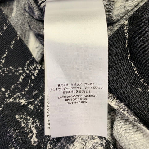 ALEXANDER MCQUEEN Size L Black White Marbled Wool Silk Crew-Neck Pullover