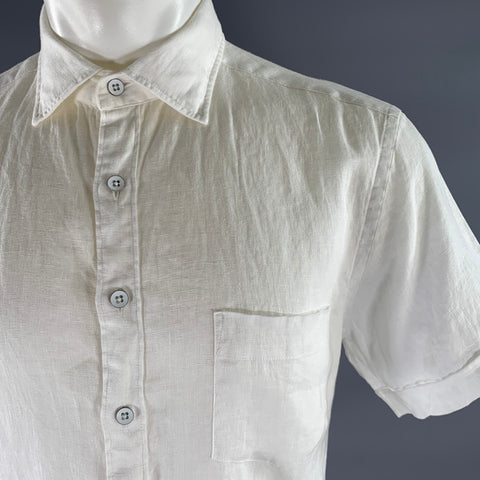 RODD & GUNN Size M White Linen Pointed Collar Short Sleeve Shirt
