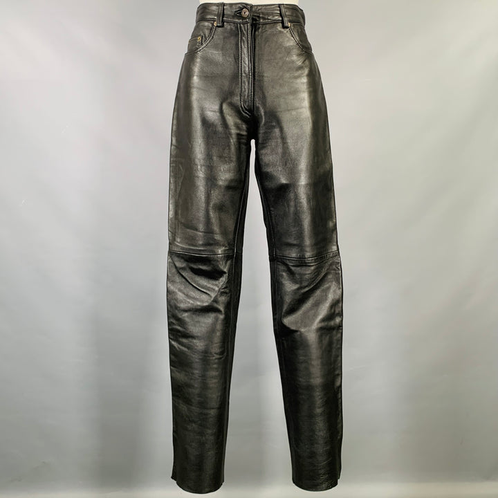 NO BRAND Size M Black Leather Sheepskin Jean Cut Casual Pants