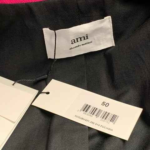 AMI by ALEXANDRE MATTIUSSI Size 40 Fuchsia Pink Black Wool Peak Lapel Sport Coat