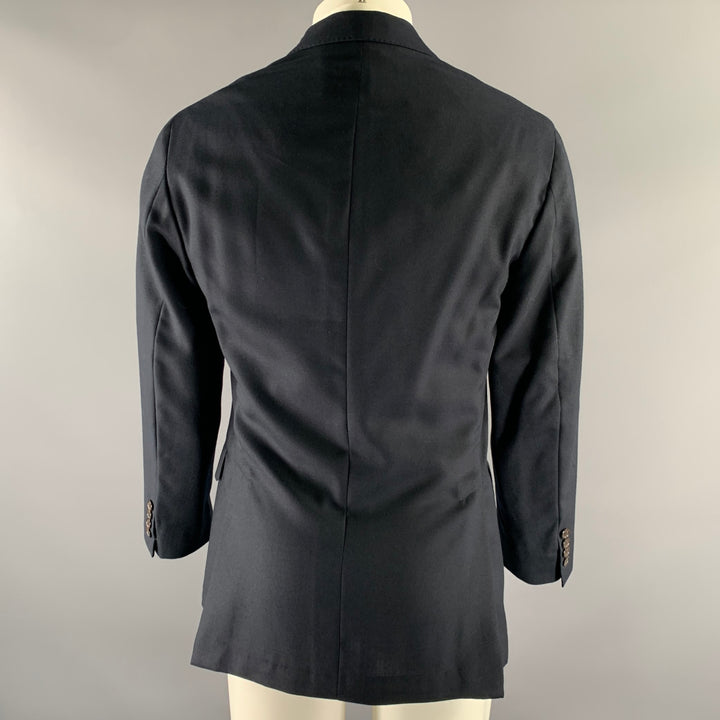 POLO Size 40 Navy Solid Wool Notch Lapel Sport Coat