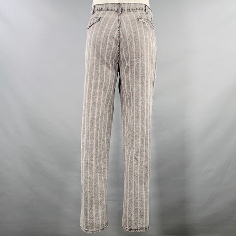 LEVI STRAUSS Size 36 Grey Red Stripe Cotton Pleated Casual Pants