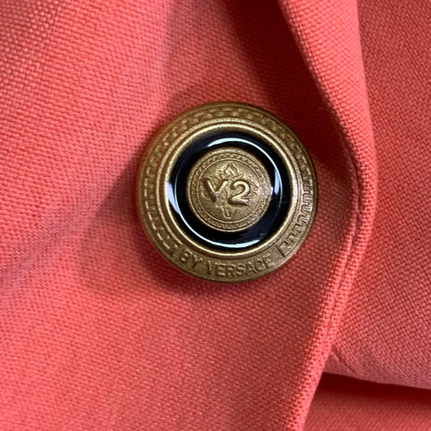 VERSACE Size L Pink Salmon Silk Notch Lapel Sport Coat