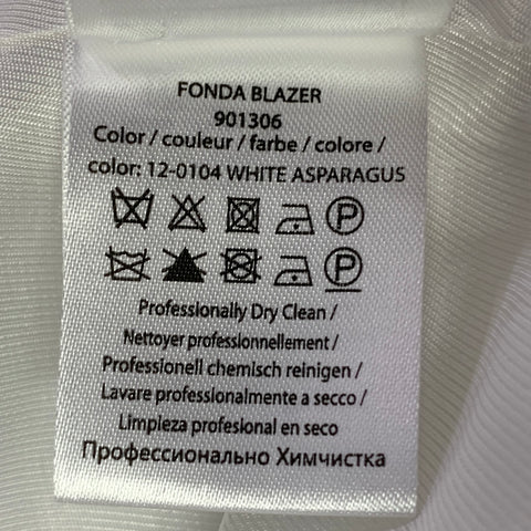 ROTATE Size 10 White Polyester Wool Double Breasted Notch Lapel Jacket