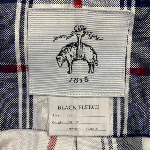 BLACK FLEECE Size S White Navy Red Plaid Cotton One Pocket Long Sleeve Shirt