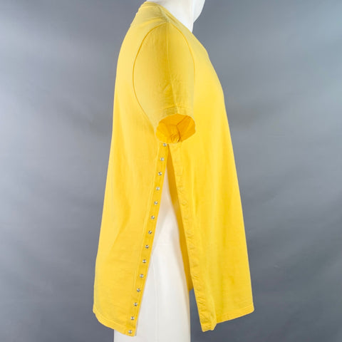MAISON MARTIN MARGIELA Size M Yellow Cotton Side Snaps Crew Neck T-shirt