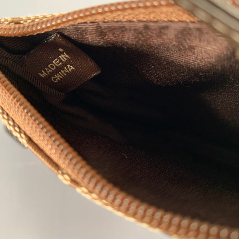 COACH Taupe Brown Monogram Wristlet Handbag