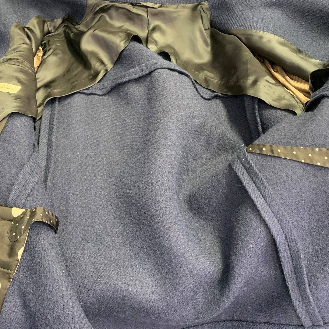 PAUL SMITH Size XL Navy Nylon Twill Double Breasted Coat