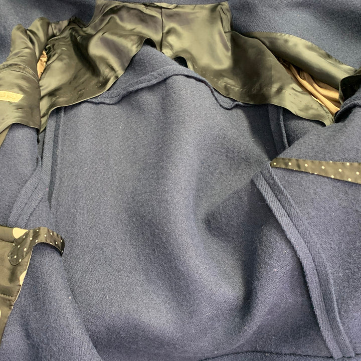 PAUL SMITH Size XL Navy Nylon Twill Double Breasted Coat