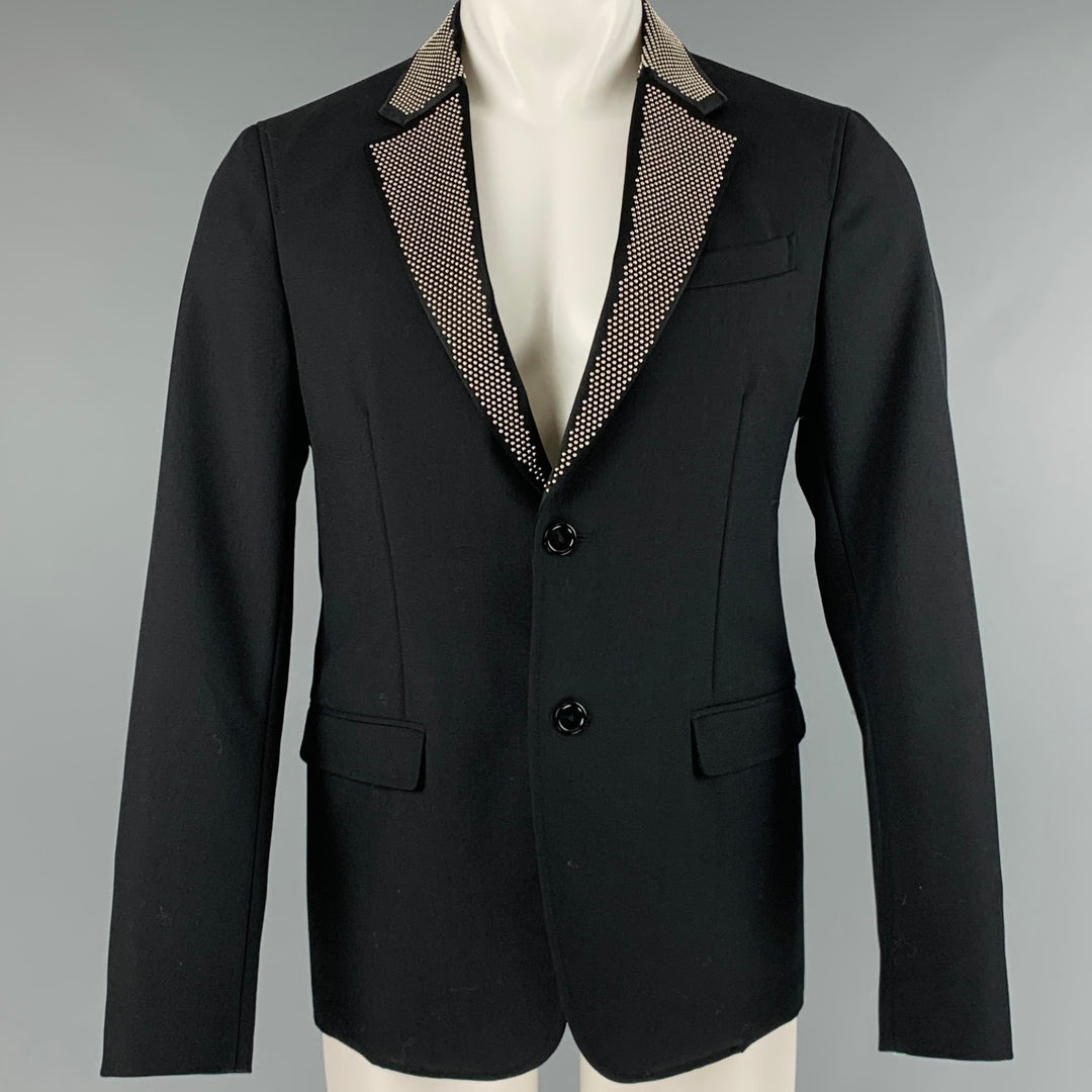 ALEXANDER MCQUEEN Size 38 Black Studded Wool Mohair Sport Coat