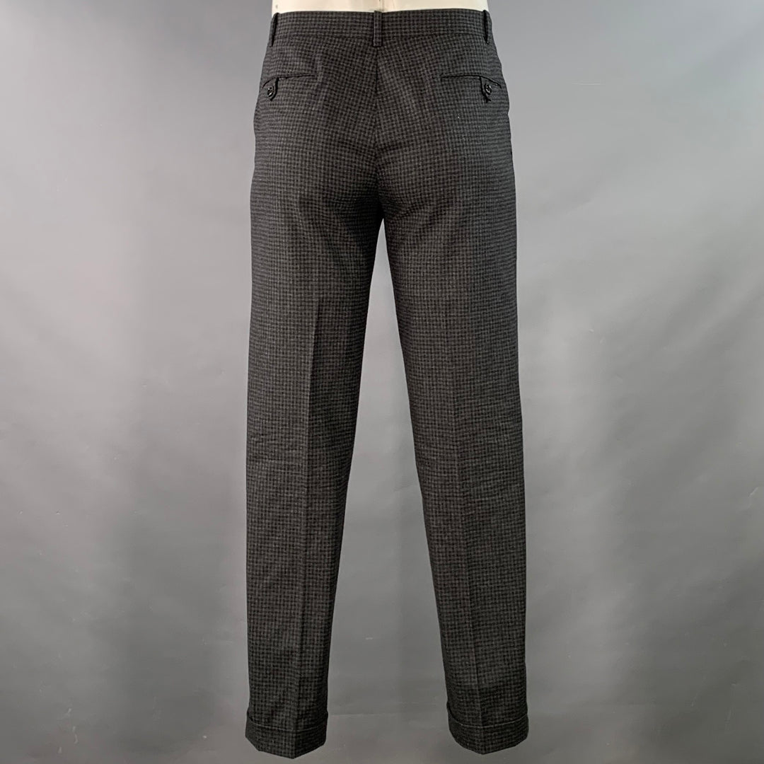 BAND OF OUTSIDERS Size 42 Grey Black Checkered Wool Blend Suit