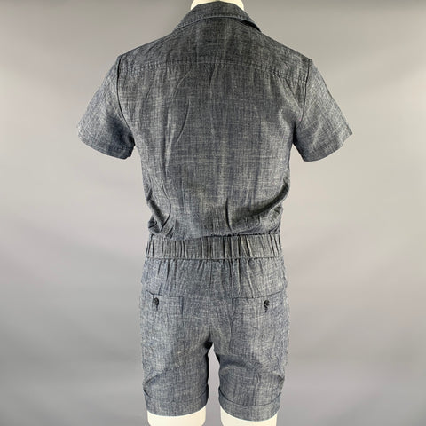 MR TURK Size XS Navy Chambray Lyocel Linen Romper