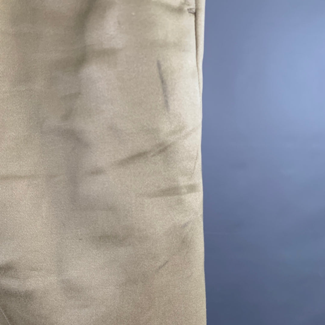 BELAFONTE Size XL Tan Twill Cotton Pleated Cuffed Button Fly Casual Pants