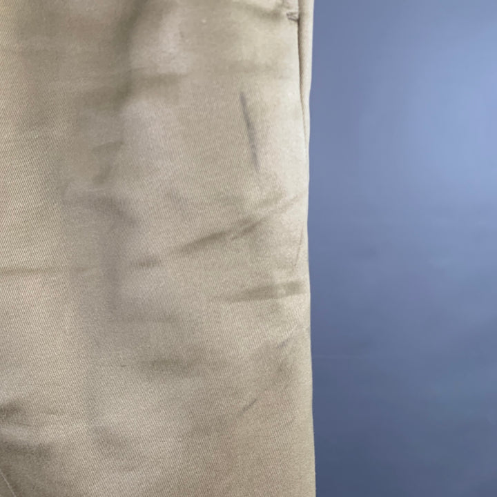 BELAFONTE Size XL Tan Twill Cotton Pleated Cuffed Button Fly Casual Pants