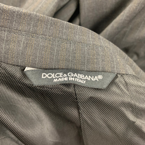 DOLCE & GABBANA Size 46 Charcoal Pinstripe Virgin Wool Sport Coat