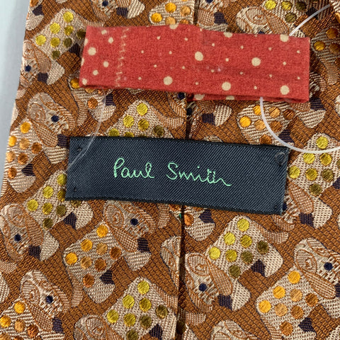 PAUL SMITH Orange Multi-Color Dogs Silk Tie