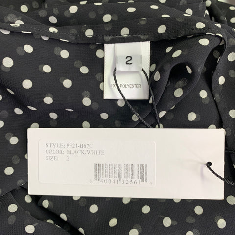 PRABAL GURUNG Size 2 Black White Polyester Polka Dot Bow Blouse
