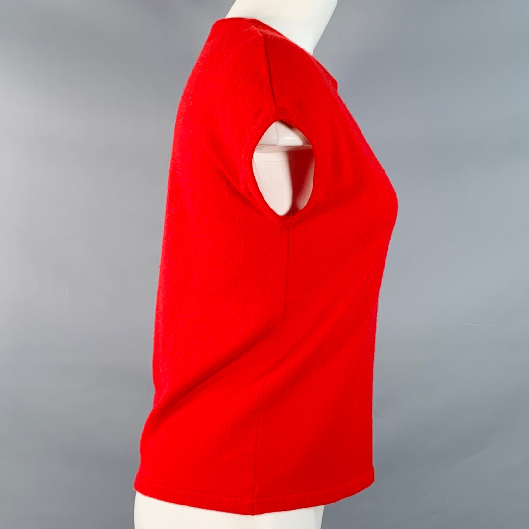 SHIRIN GUILD Size S Red Cashmere Short Sleeve Crew Neck Casual Top