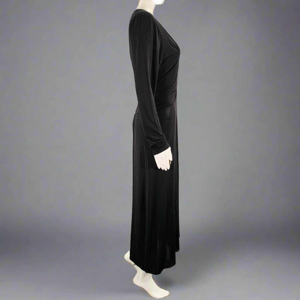 ISABEL MARANT Size 8 Black Viscose Blend Ruched Long Sleeve Dress